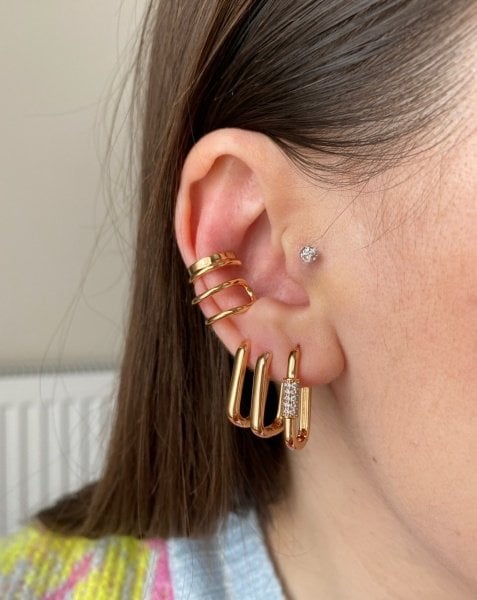 3 Sıra Sarmal Model Earcuff Kıkırdak Küpe