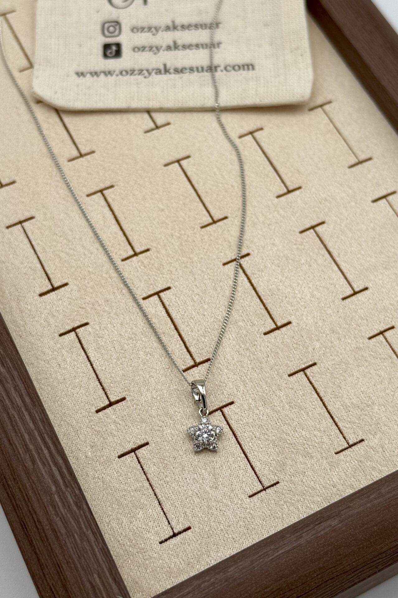 VIP Ortası Tek Taşlı Yıldız Kolye Gümüş Renk