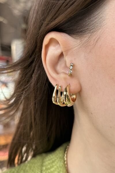 VIP Bombeli Halka Küpe 14K