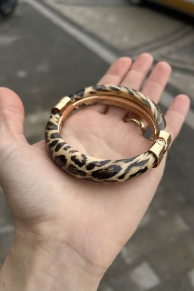 Leopar Desenli Kelepçe Bileklik