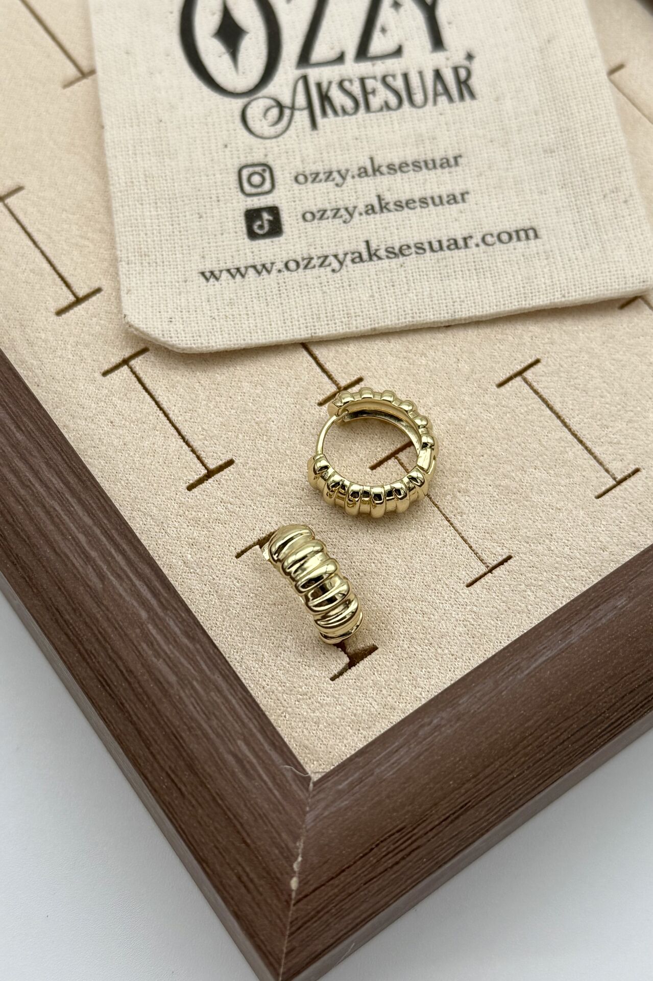 VIP Sıra Kemerli Halka Küpe 14K