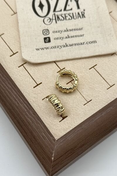 VIP Sıra Kemerli Halka Küpe 14K