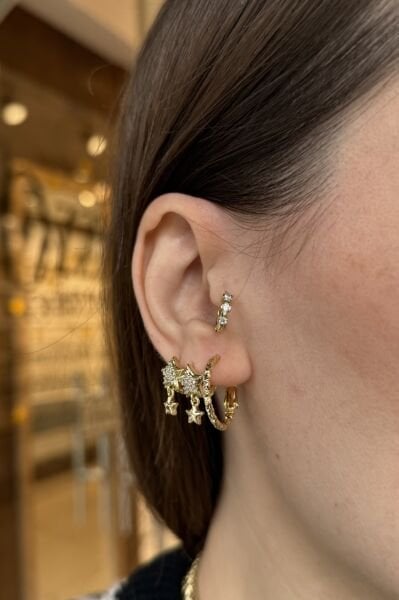 VIP Ezmeli Halka Küpe Küçük 14K