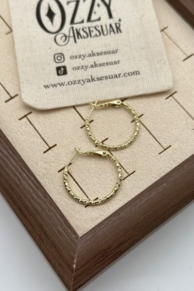 VIP Ezmeli Halka Küpe Orta Boy 14K