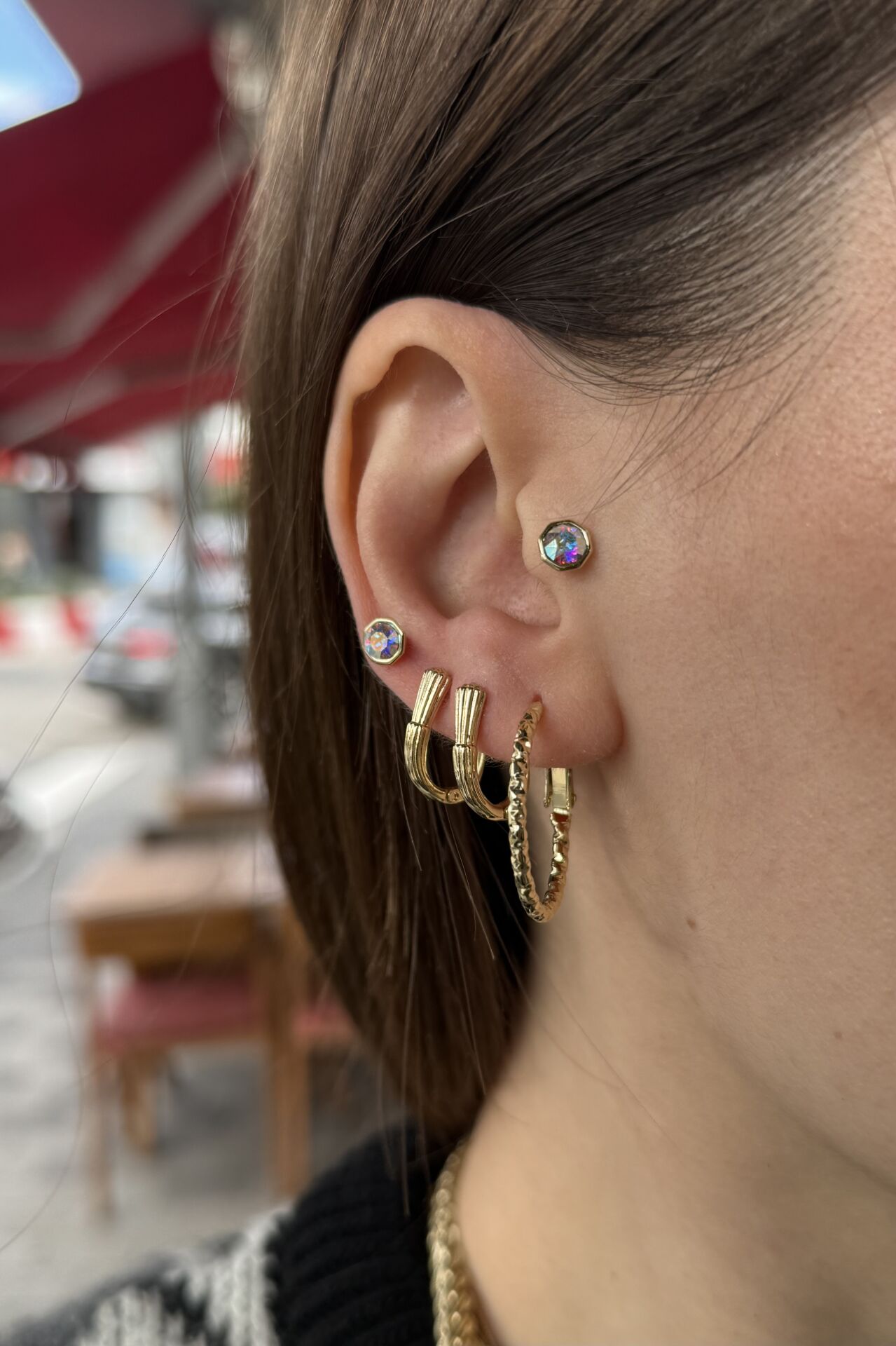 VIP Ezmeli Halka Küpe Orta Boy 14K