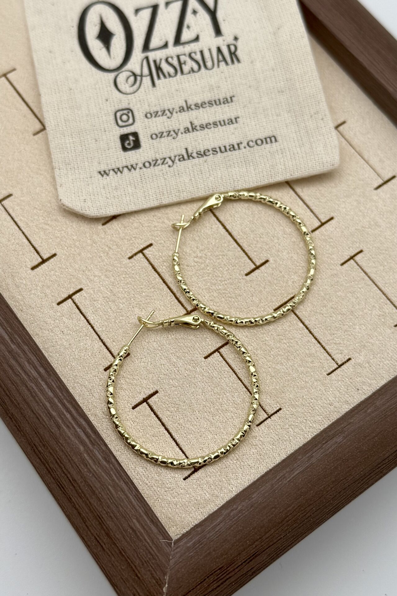 VIP Ezmeli Halka Küpe Büyük Boy 14K