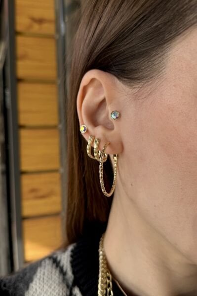 VIP Ezmeli Halka Küpe Büyük Boy 14K