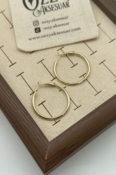 VIP Sade Halka Küpe 3 cm 14K