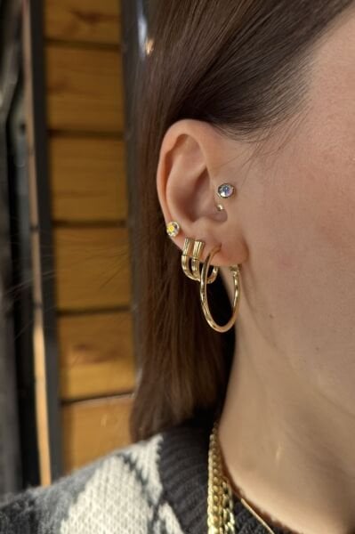 VIP Sade Halka Küpe 3 cm 14K