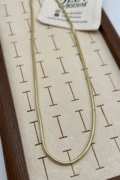 VIP Silindir Yılan Sırtı Zincir Kolye 45 cm 14K