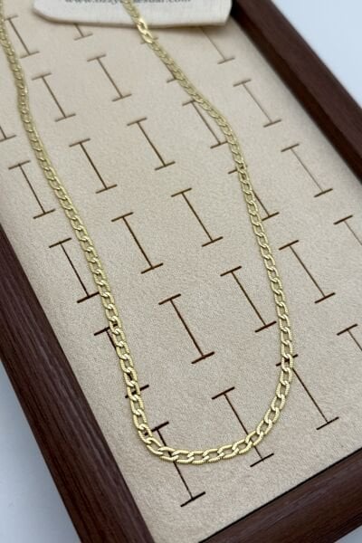 VIP Kenarları Kesimli Zincir Kolye 60 cm 14K