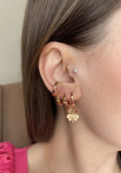 Sallantılı Yonca Halka Küpe