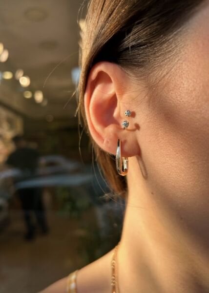 VIP Seri Damla Model Şerit Halka Küpe