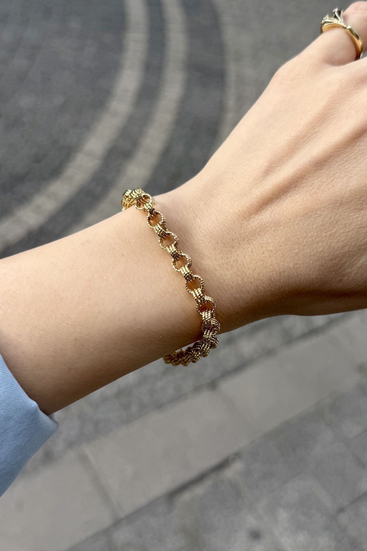 VIP Ezme 3 Halkalı Zincir Bileklik 20 cm 14K