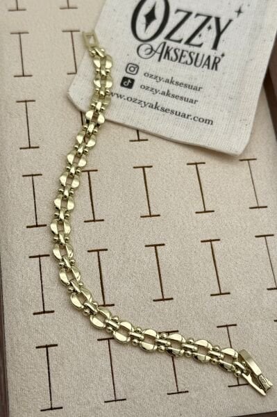 VIP Top Detaylı Yassı Plaka Zincir Bileklik 19 cm 14K