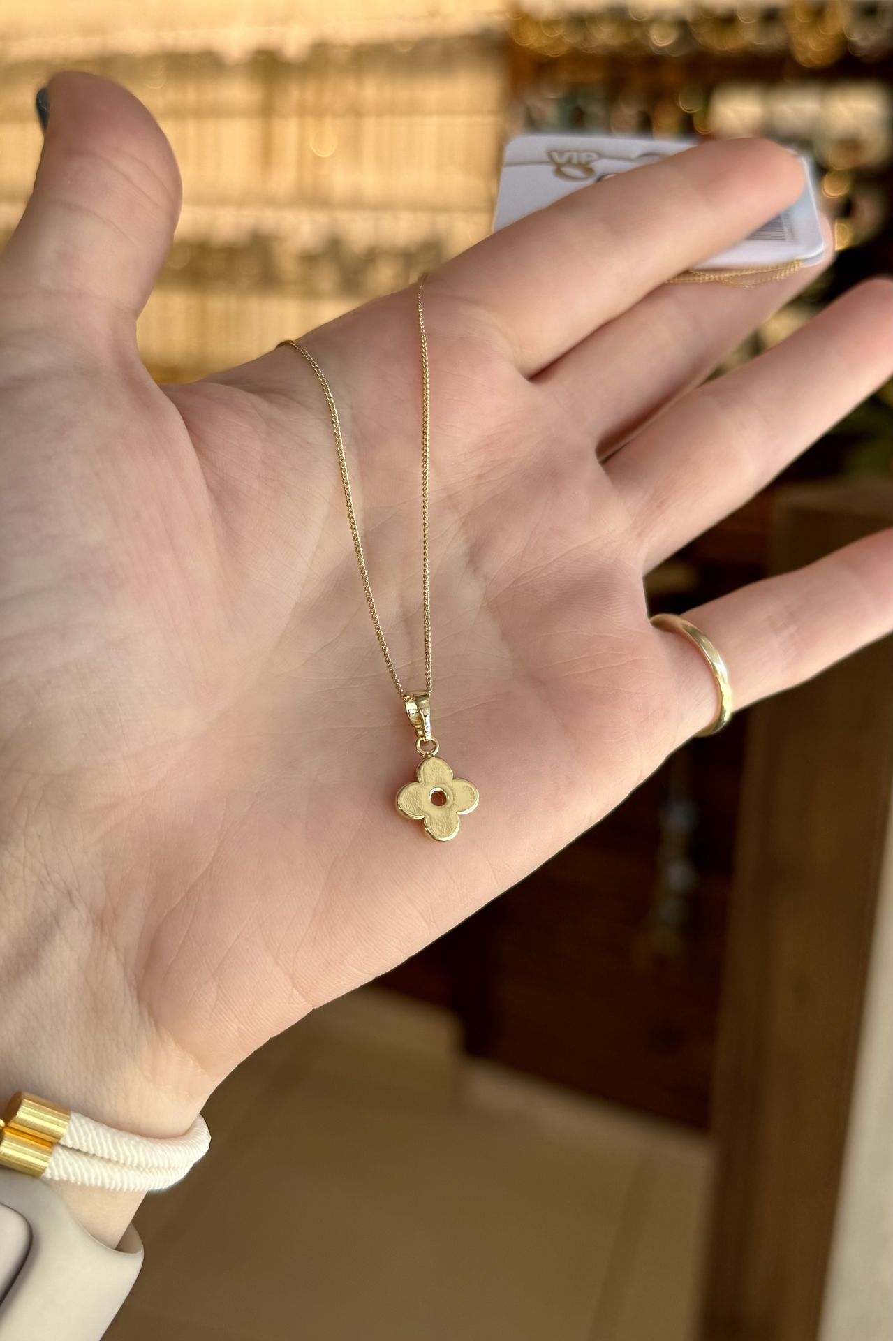 VIP Plaka Yonca Kolye 45cm 14K