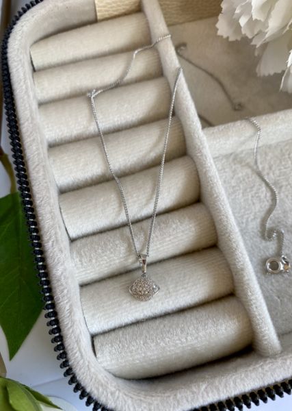 VIP Seri Zirkon Taşlı Saturn Kolye Gümüş Renk 45 cm