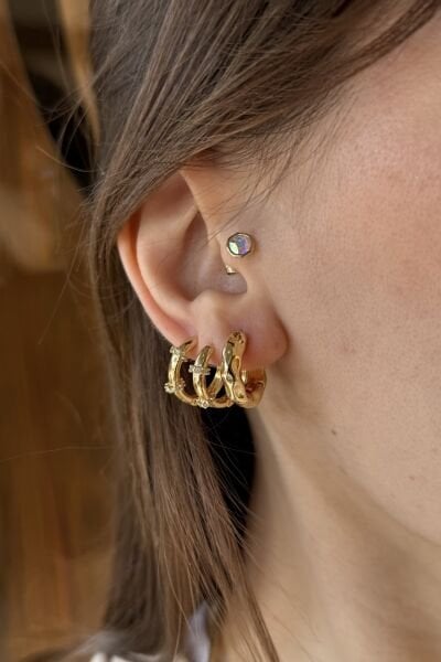 VIP Ezmeli Halka Küpe 14K