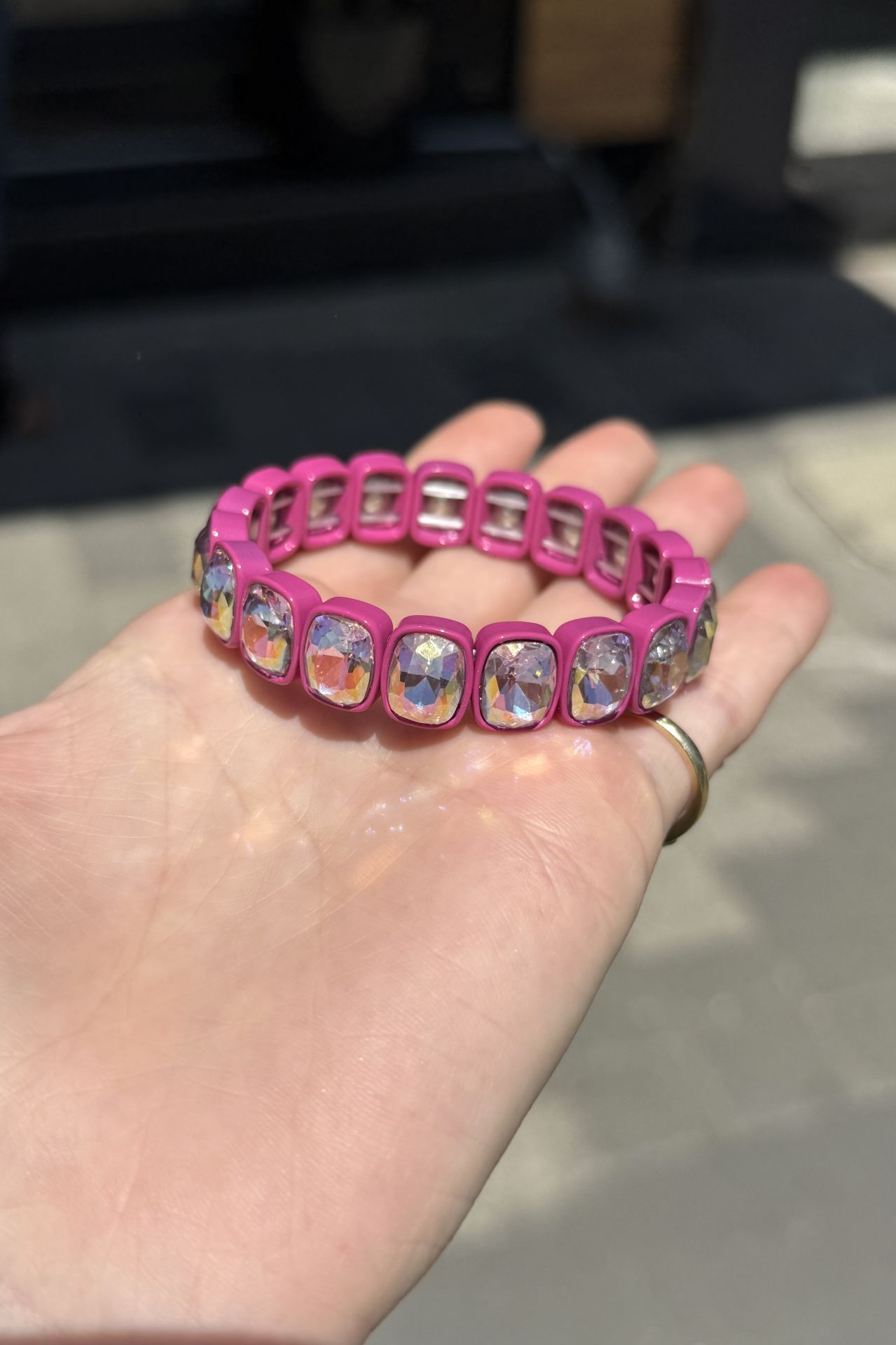 Pembe Kristal Taşlı Porselen Kaplama Bileklik