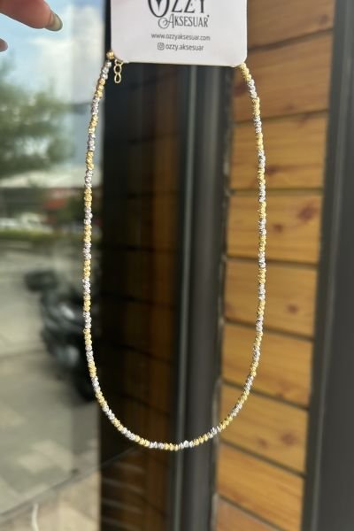 İnce Dorika Kolye İki Renkli