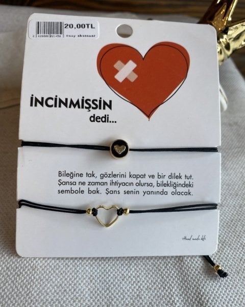 2'li Kalpli Şans Bilekliği Siyah