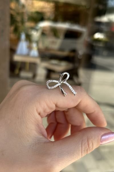 Gömme Taşlı Fiyonk Model Earcuff Kıkırdak Küpe 1 Adet Gümüş Renk