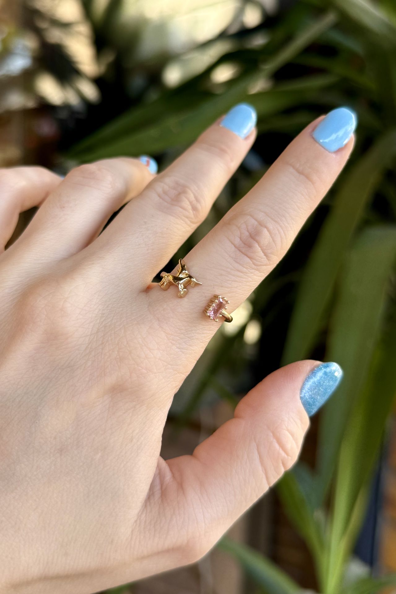 Pembe Taşlı Unicorn Model Ayarlanabilir Yüzük