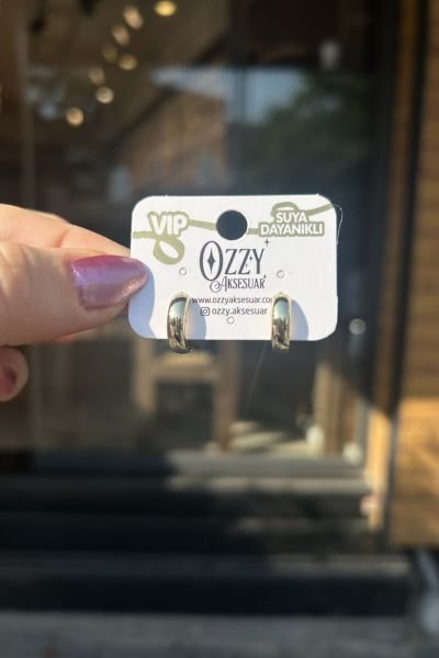 VIP Hafif Bombeli Sade Halka Küpe 14 K