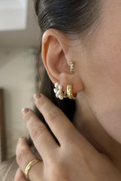 VIP Hafif Bombeli Sade Halka Küpe 14 K