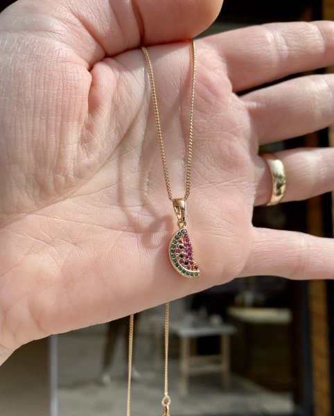 VIP Seri Zirkon Taşlı Karpuz Kolye 45 cm