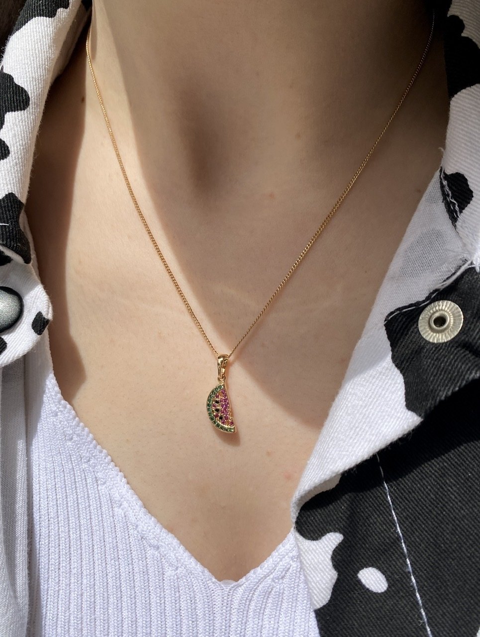 VIP Seri Zirkon Taşlı Karpuz Kolye 45 cm