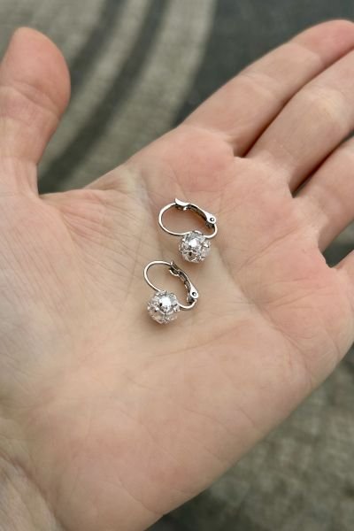 VIP Kristal Toplu Kanca Halka Küpe Gümüş Renk