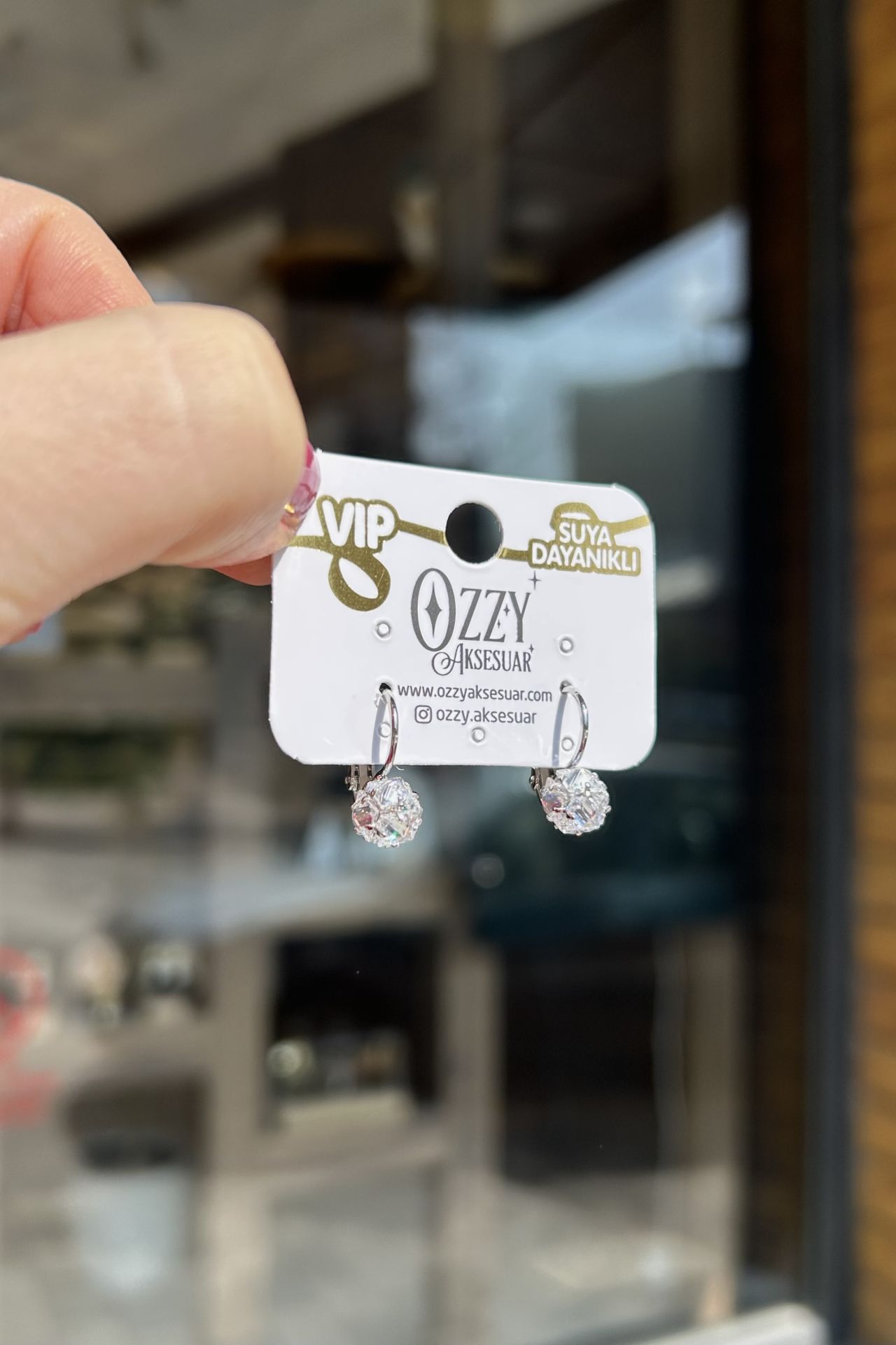 VIP Kristal Toplu Kanca Halka Küpe Gümüş Renk