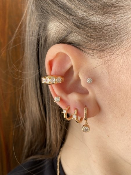 VIP Seri Tek Taşlı Minik Halka Küpe