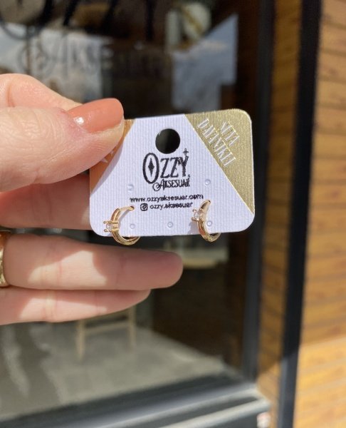 VIP Seri Tek Taşlı Minik Halka Küpe