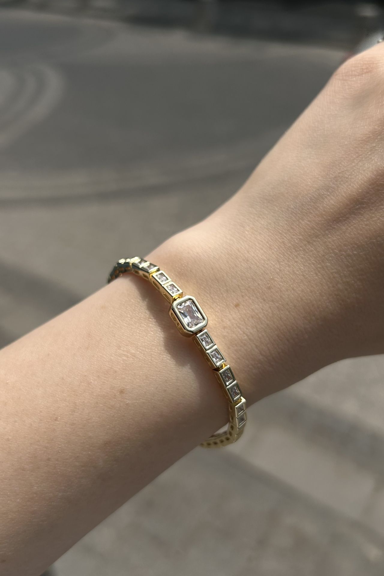 VIP Kasalı Baget Taş Model Premium Bileklik 16+2 cm