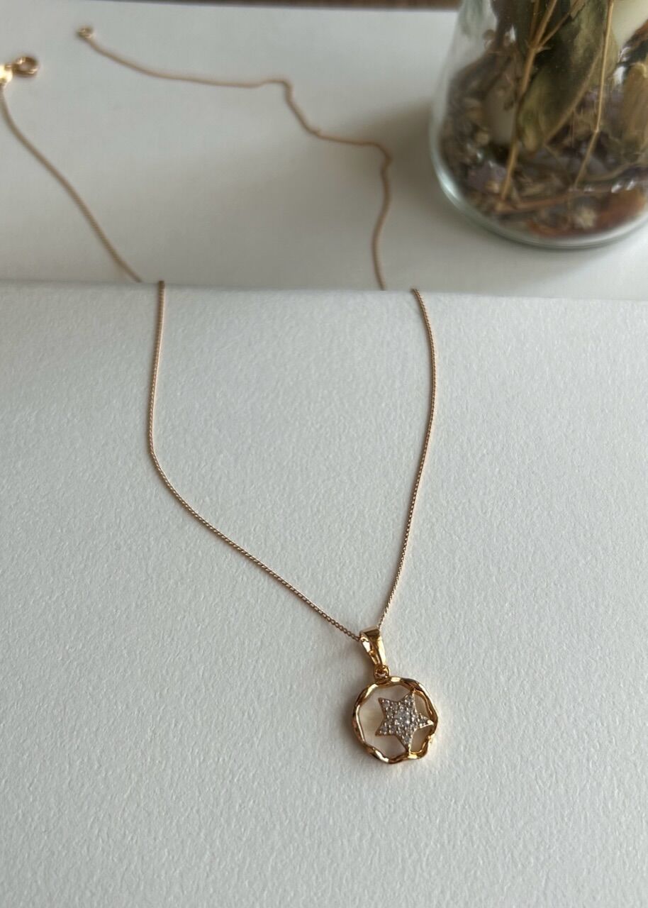 VIP Seri Taş Detay Halkalı Yıldız Kolye 45 cm