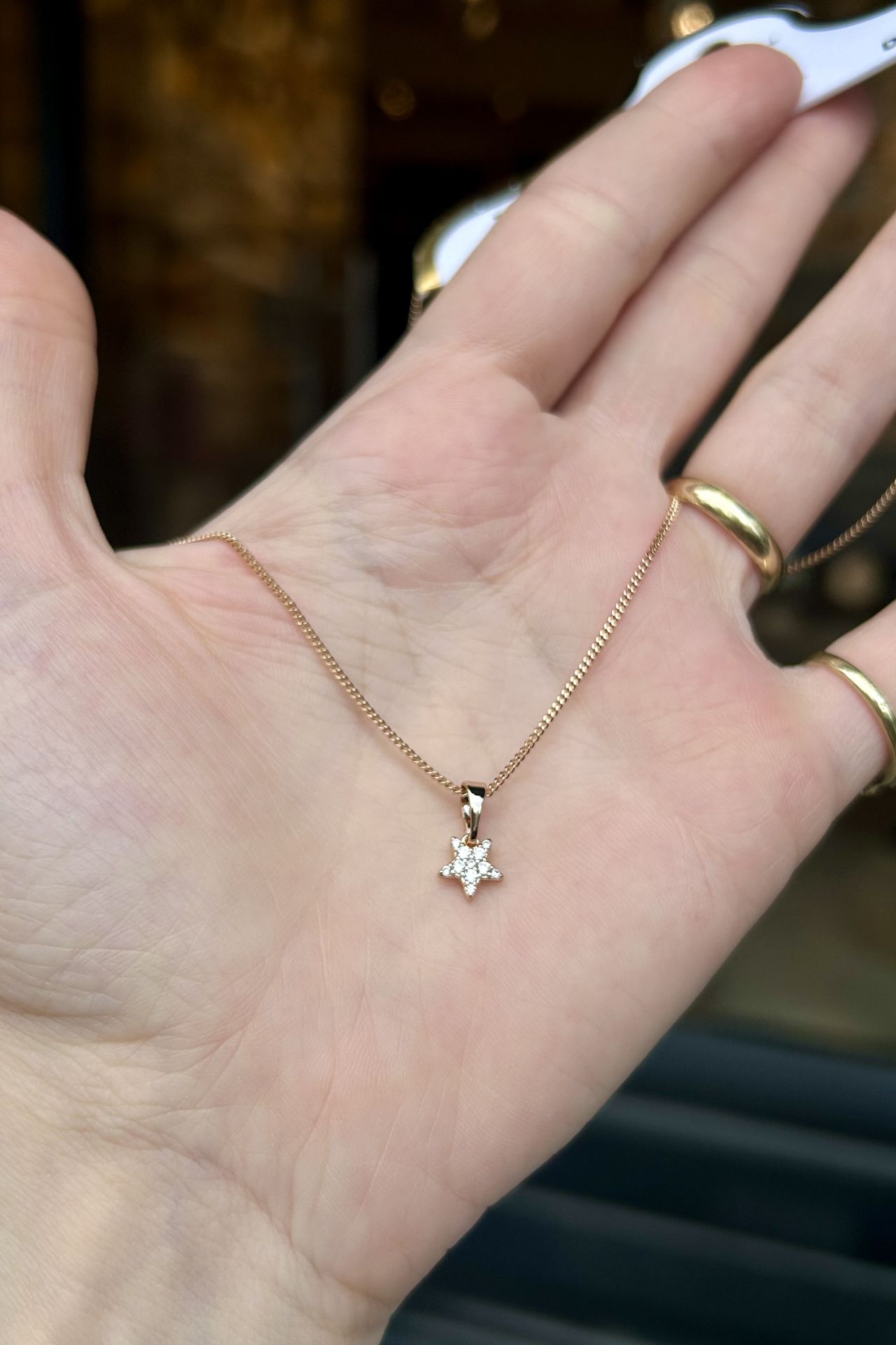 VIP Gömme Taş İşlemeli Minimal Yıldız Uç Kolye 45 cm 22K