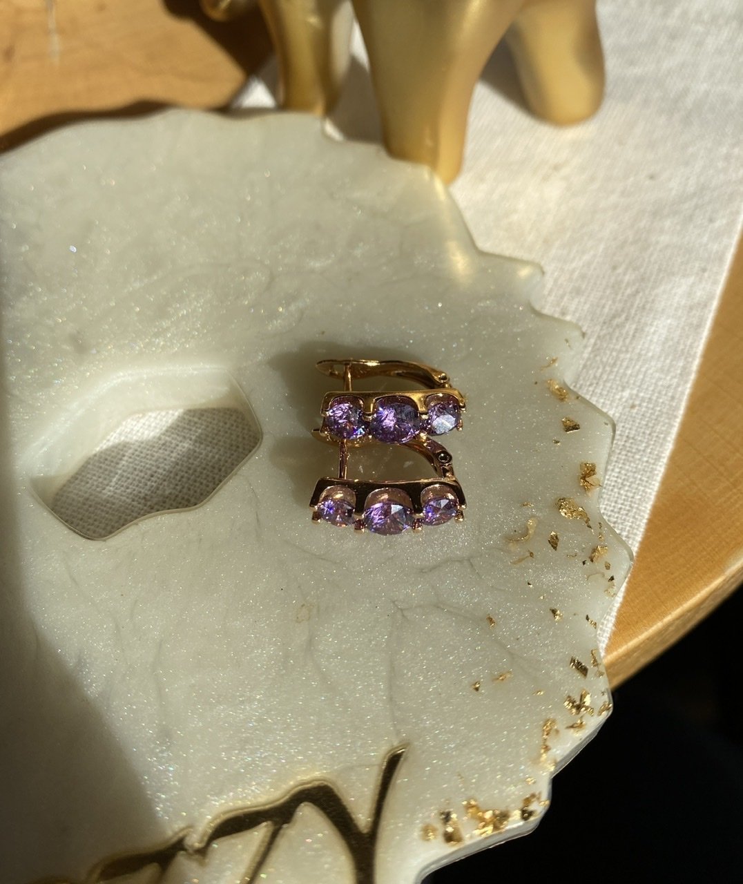 VIP Seri Mor 3 Zirkon Taşlı Royal Küpe