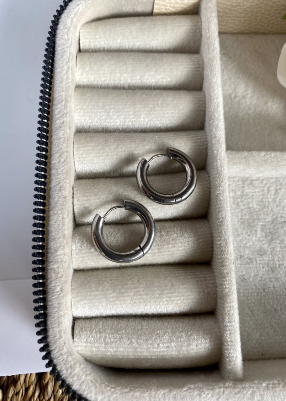 Çelik Boru Halka Küpe Orta Gümüş Renk