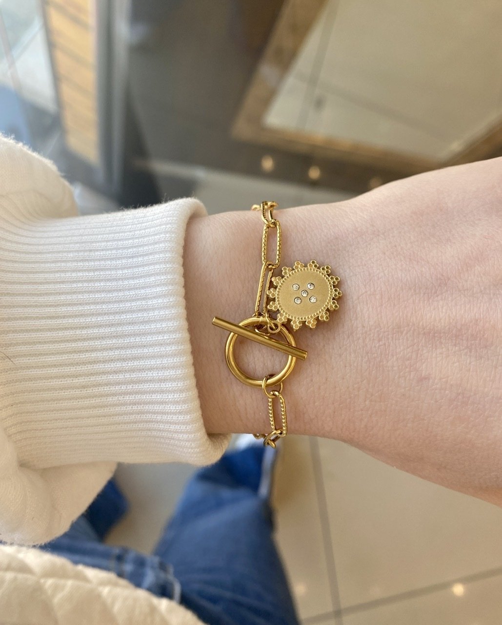 Çelik Geçme Klipsli Oval Zincir Bileklik