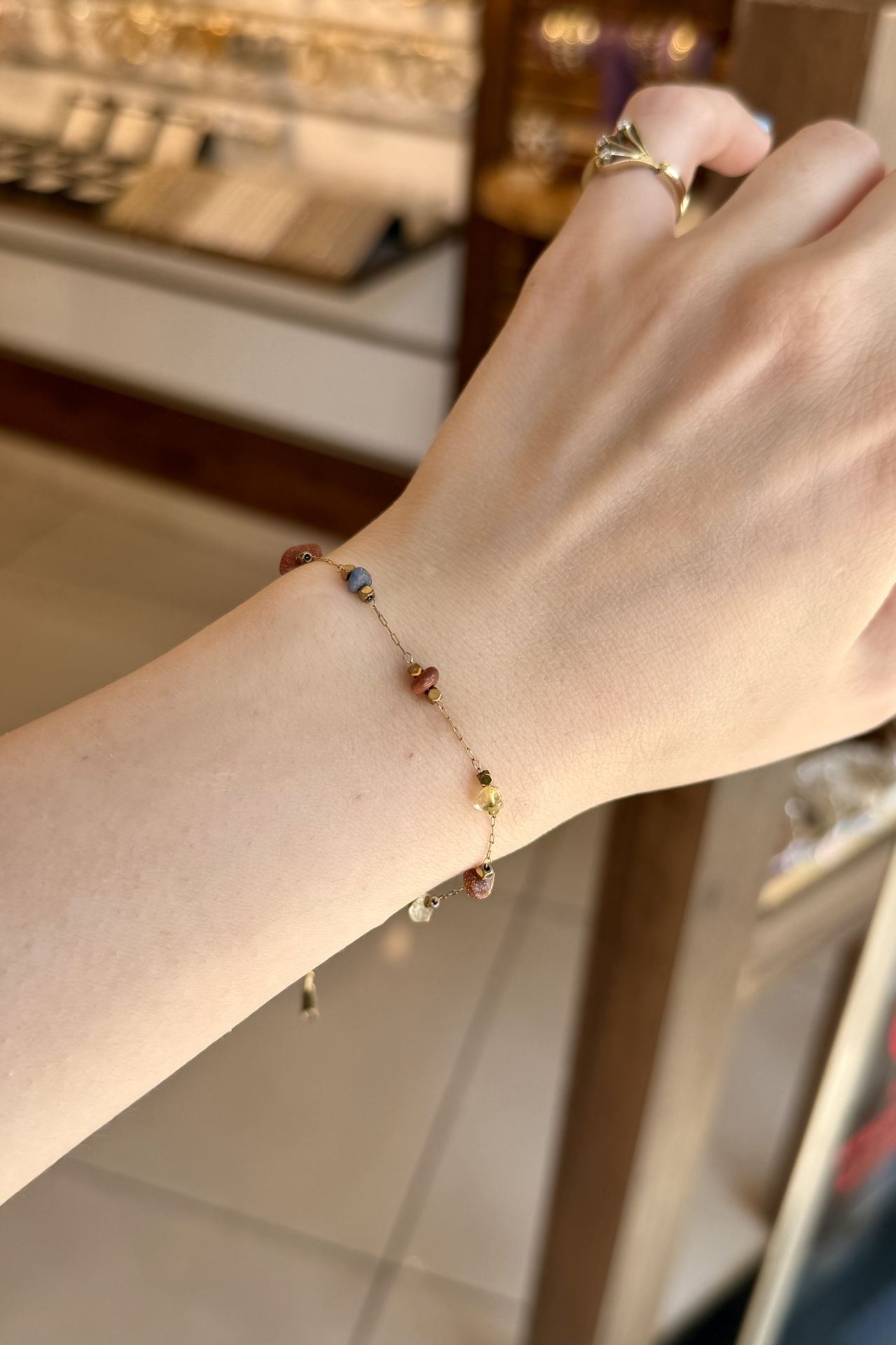 Mix Doğal Taşlı Çelik Zincir Bileklik