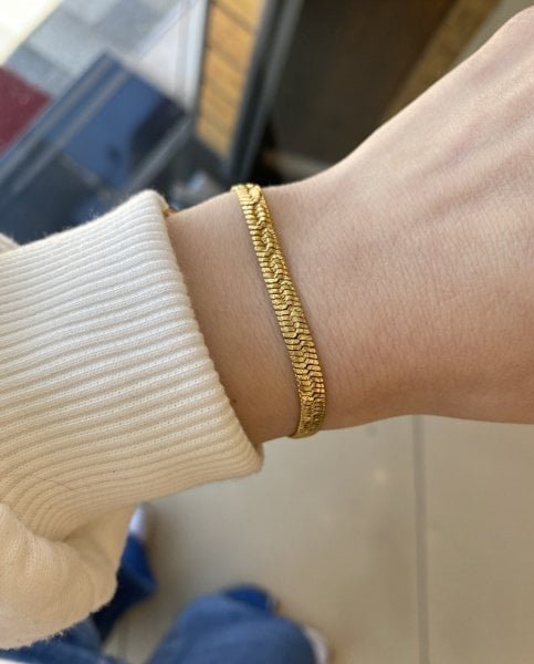 Çelik Üzeri Örgü Desen İtalyan Zincir Bileklik