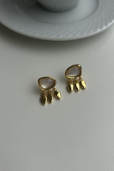 3 Pul Sallantılı Sedefli Premium Küpe