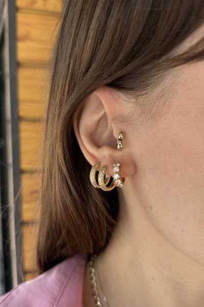 VIP 5 Taş Halka Küpe 14K