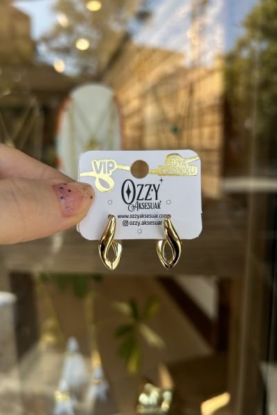 VIP Kıvrımlı Badem Model Halka Küpe 14K