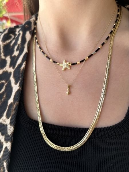 VIP Minimal Kuzey Yıldız Uçlu Kolye 45 cm 14K