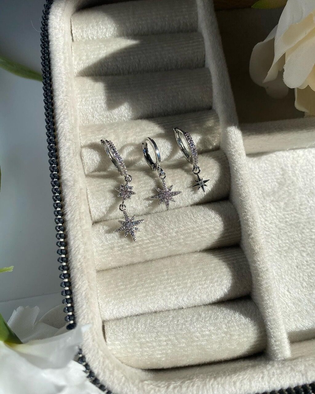 Kuzey Yıldız Işığı 3'lü Set Küpe Gümüş Renk