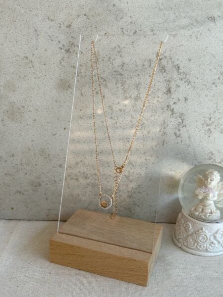 VIP Seri Tam Tur Halka İçi Pul Detay Uçlu Kolye 40 + 5 cm