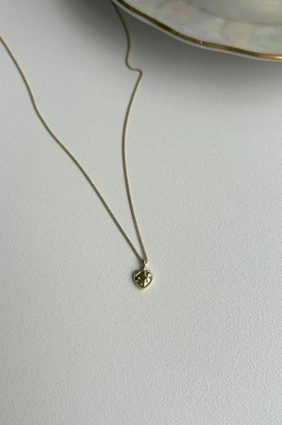 VIP Tek Taşlı Minimal Çilek Kolye 45 cm 14K